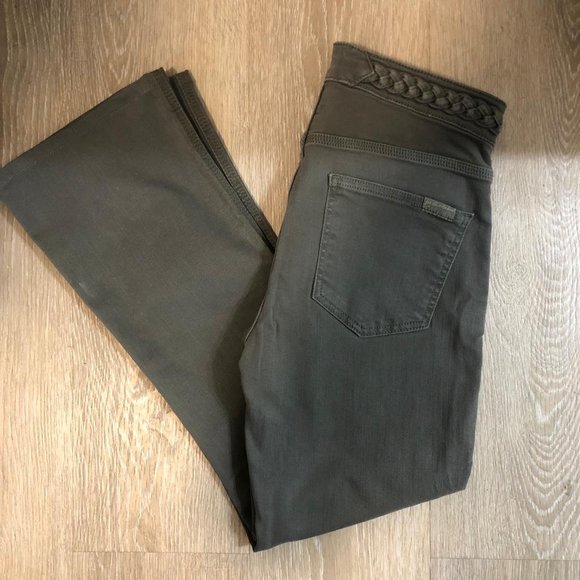 7 For All Mankind Olive Braid Trim Flare Jeans Size 8 - Picture 2 of 8